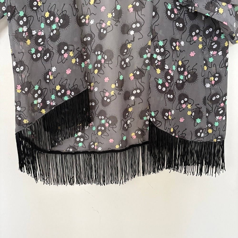 Studio Ghibli Soot Sprite Kimono Sheer Lightweight Black Fringe - Picture 14 of 15